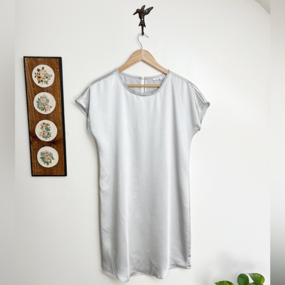 Melissa Nepton Trudy Satin Silver Shift Dress XS
